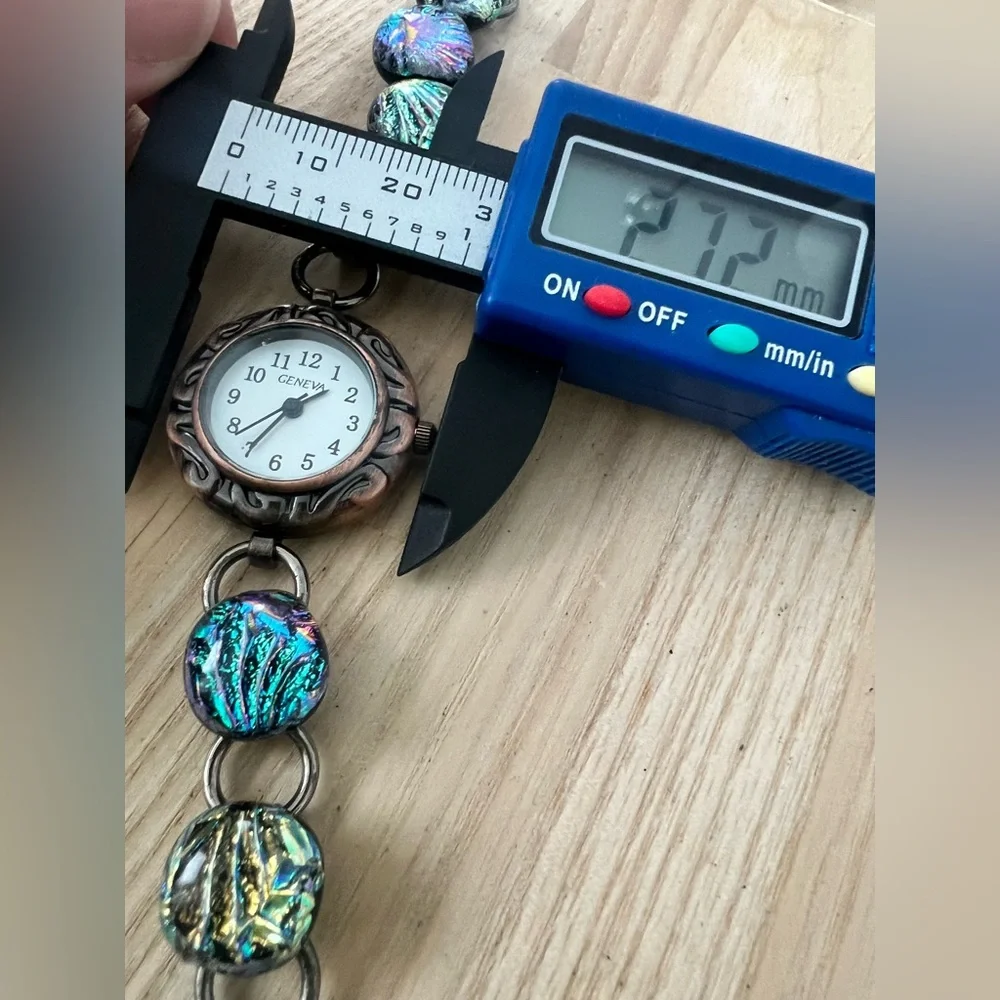 Geneva ladies dichroic glass bracelet watch NEW BATTERY